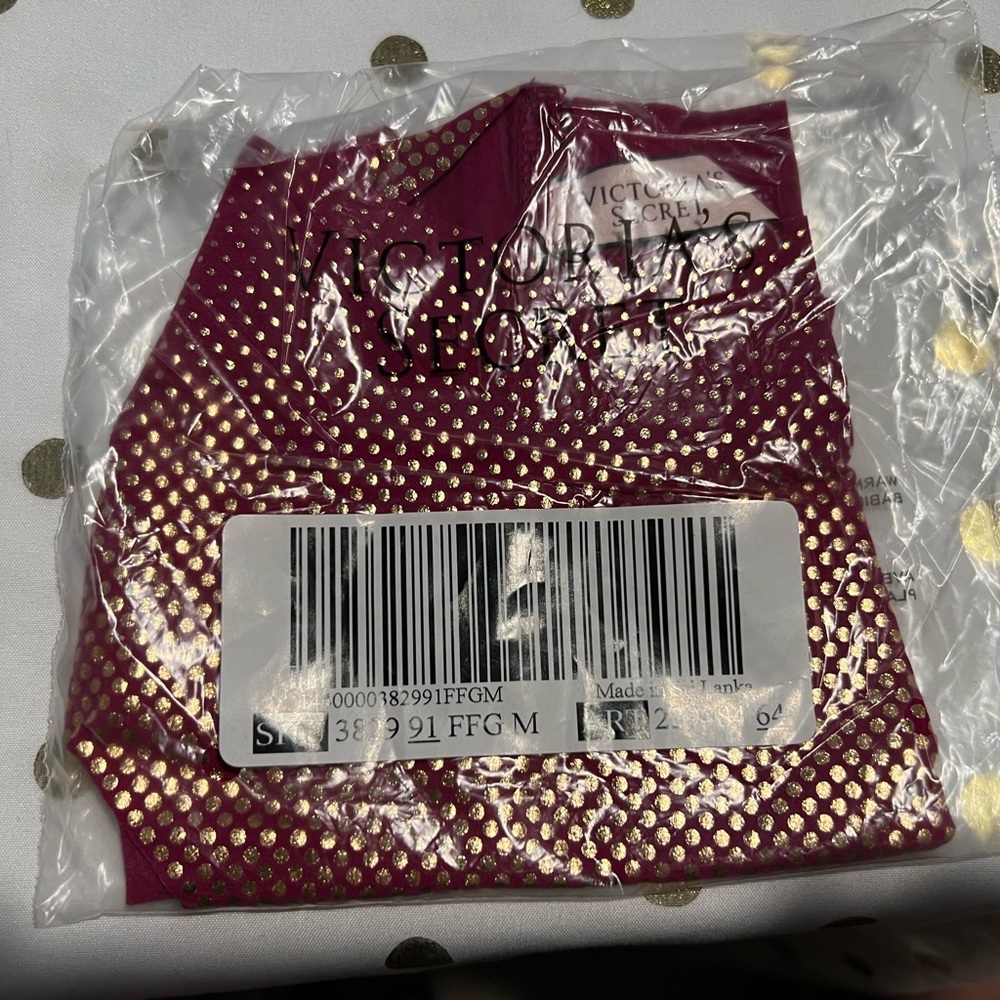 VS Cheeky panty size M color - purple/pink w/gold metallic dots.
